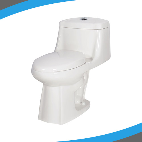 Cette toilette monobloc comporte 2 chasses d’eau pour épargner de l’eau.